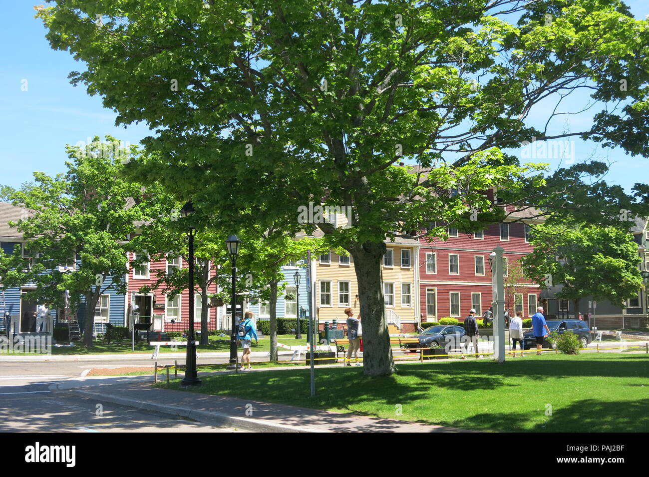 A view of the brightly coloured, colonial properties from the