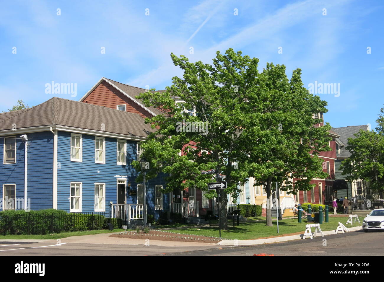 A view of the brightly coloured, colonial properties from the