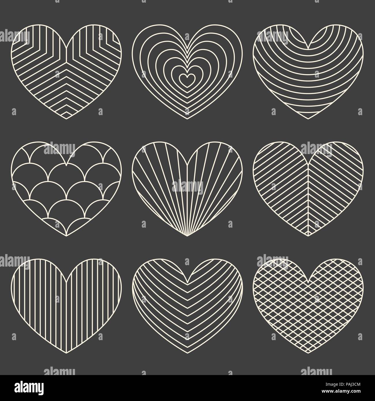 Linear minimalistic art deco heart set Stock Vector Image & Art - Alamy