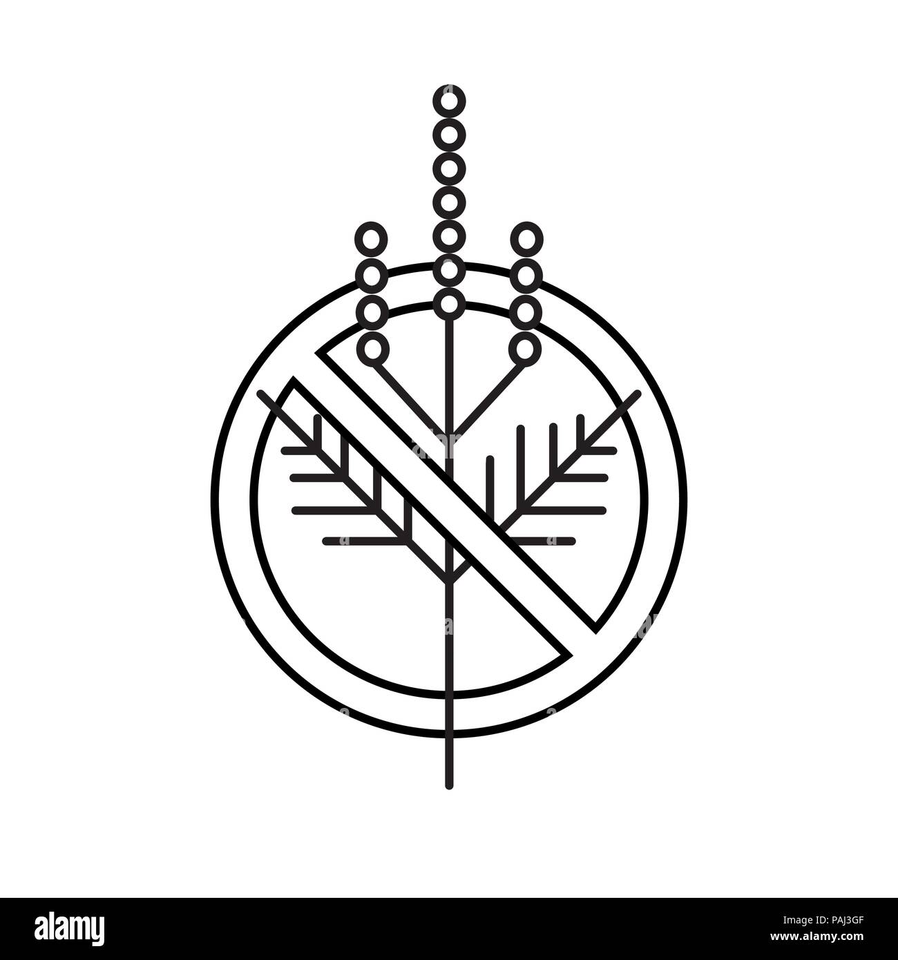 Ragweed prohibition minimalist linear logo sign Stock Vector