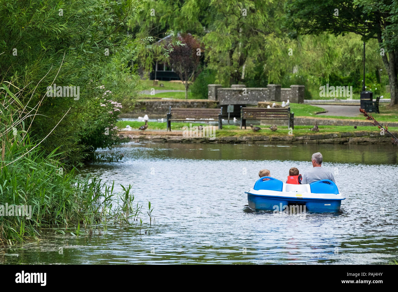 A pedalo on Trenance Boating Lake in Newquay Cornwall Stock Photo Alamy