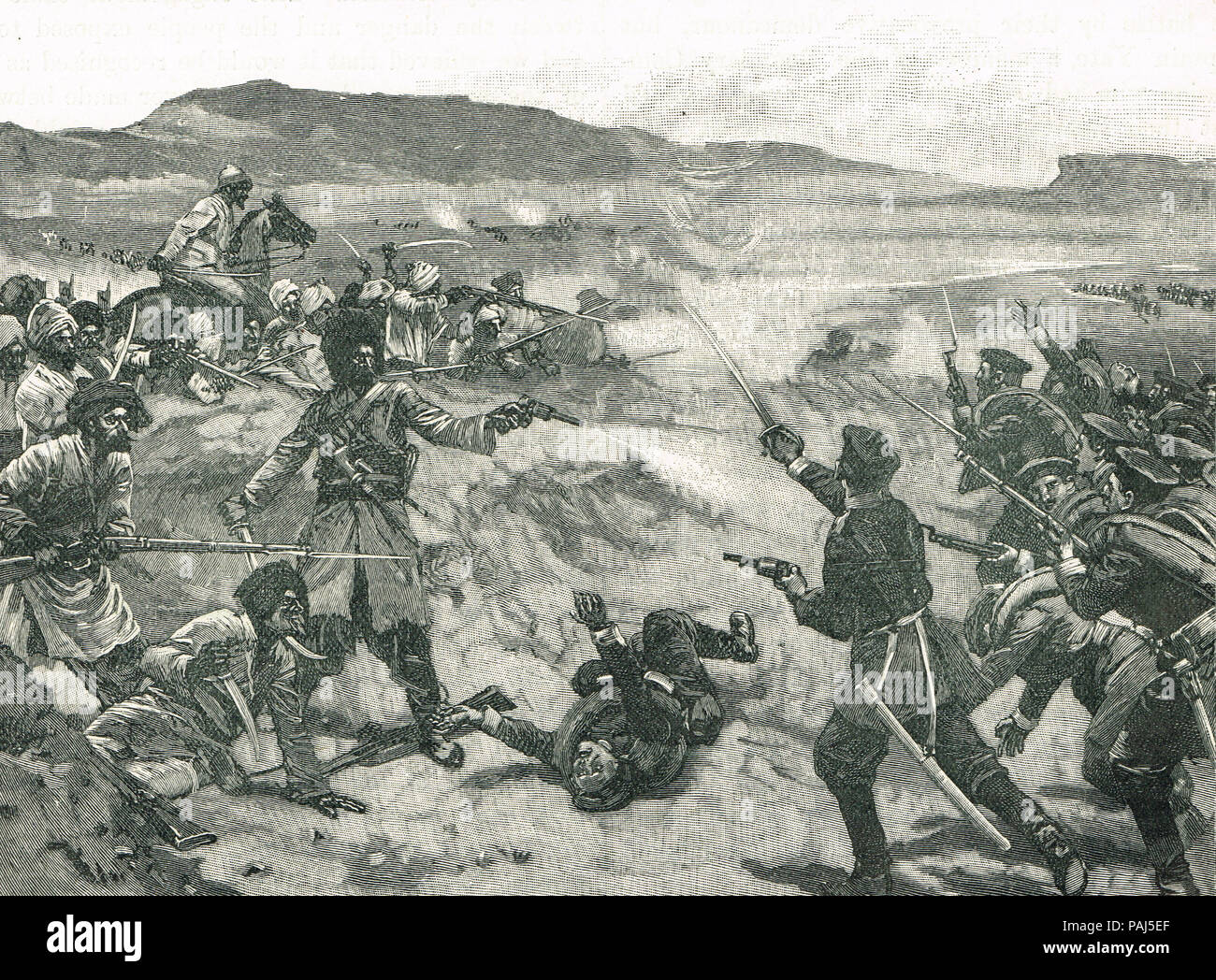 Russian encounter with Afghans, Pul-i-Khishty AKA Brick Bridge, The Panjdeh incident, March 30 1885 Stock Photo