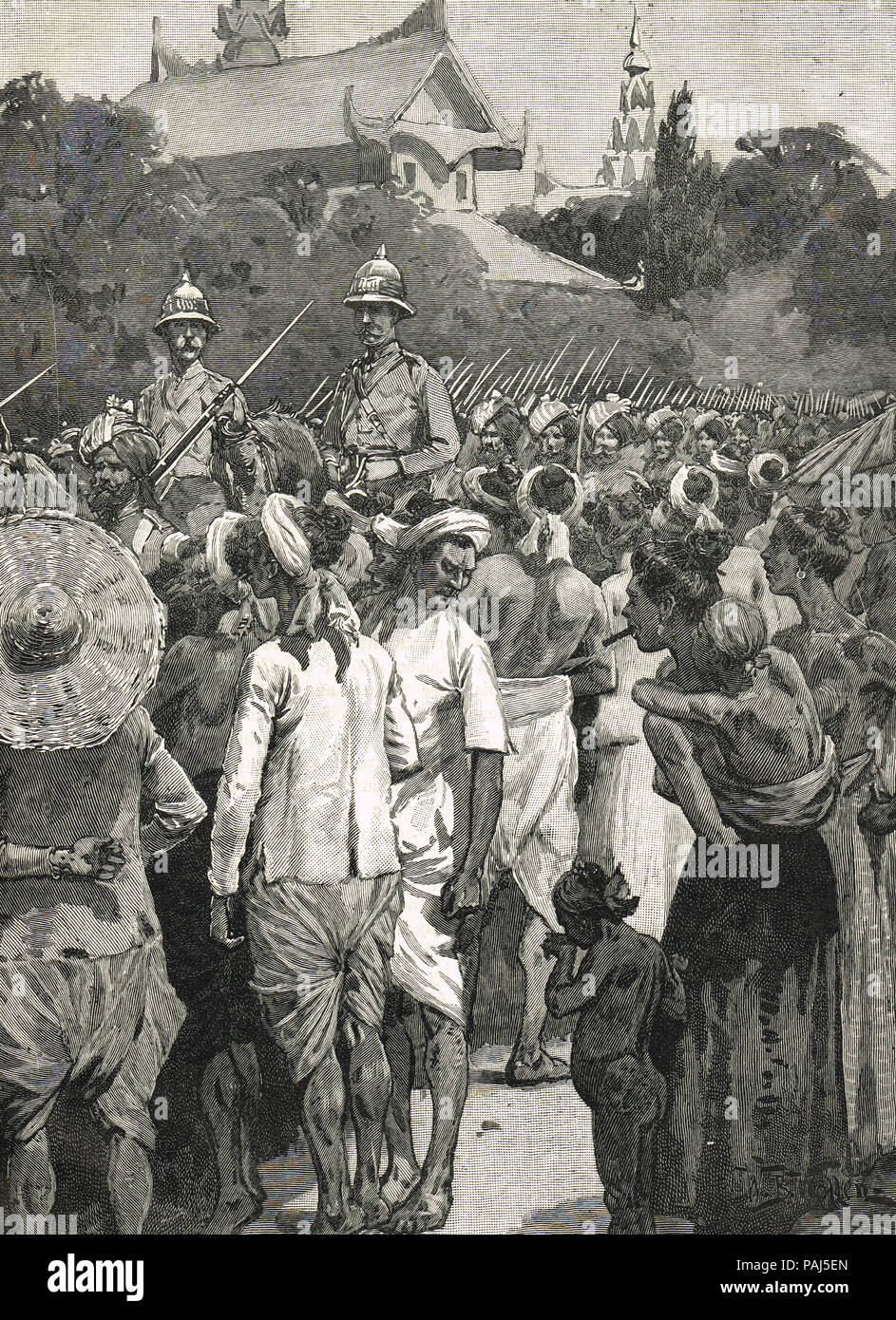 British forces entering Mandalay, Third Anglo-Burmese War, 28 November 1885 Stock Photo