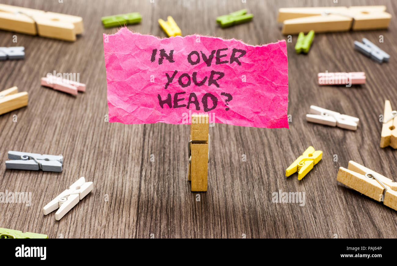 Conceptual hand writing showing In Over Your Head question. Business