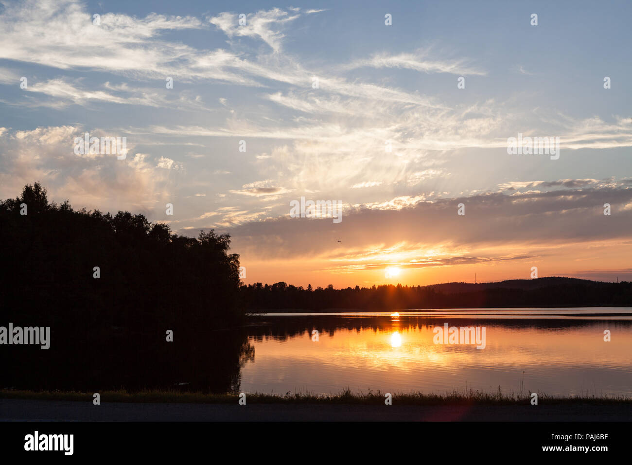 Sunset at lakeside Stock Photo