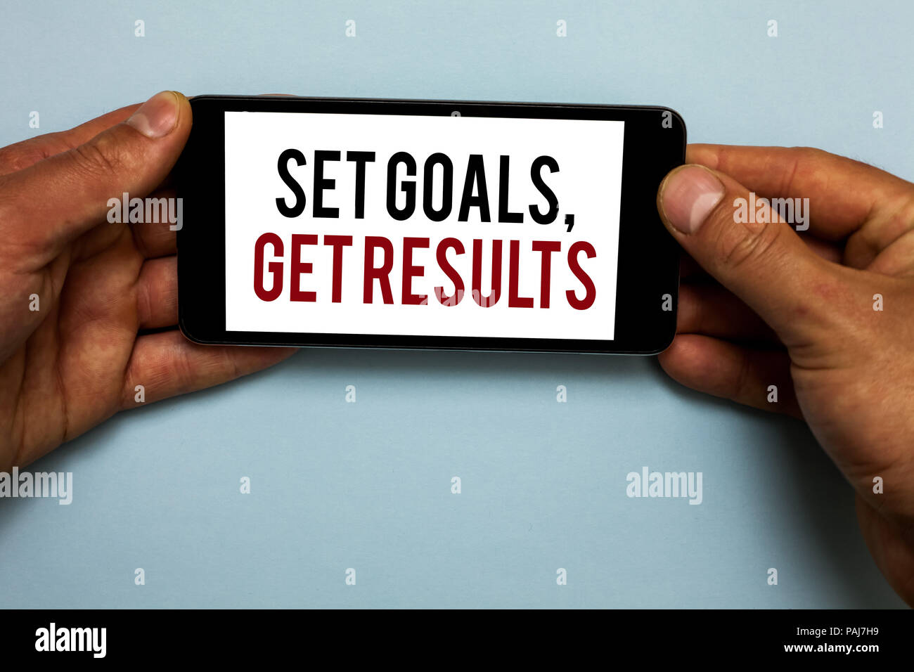 Word Writing Text Set Goals Get Results Business Concept For Establish Objectives Work For Accomplish Them Human Hand Hold Smartphone With Red And B Stock Photo Alamy Word Writing Text Set Goals Get Results Business Concept For Establish Objectives Work For Accomplish Them Human Hand Hold Smartphone With Red And B Stock Photo Alamy