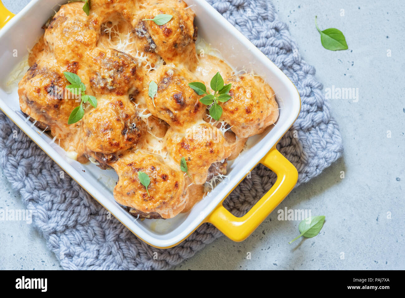Meatballs in creamy tomato sauce Stock Photo Alamy