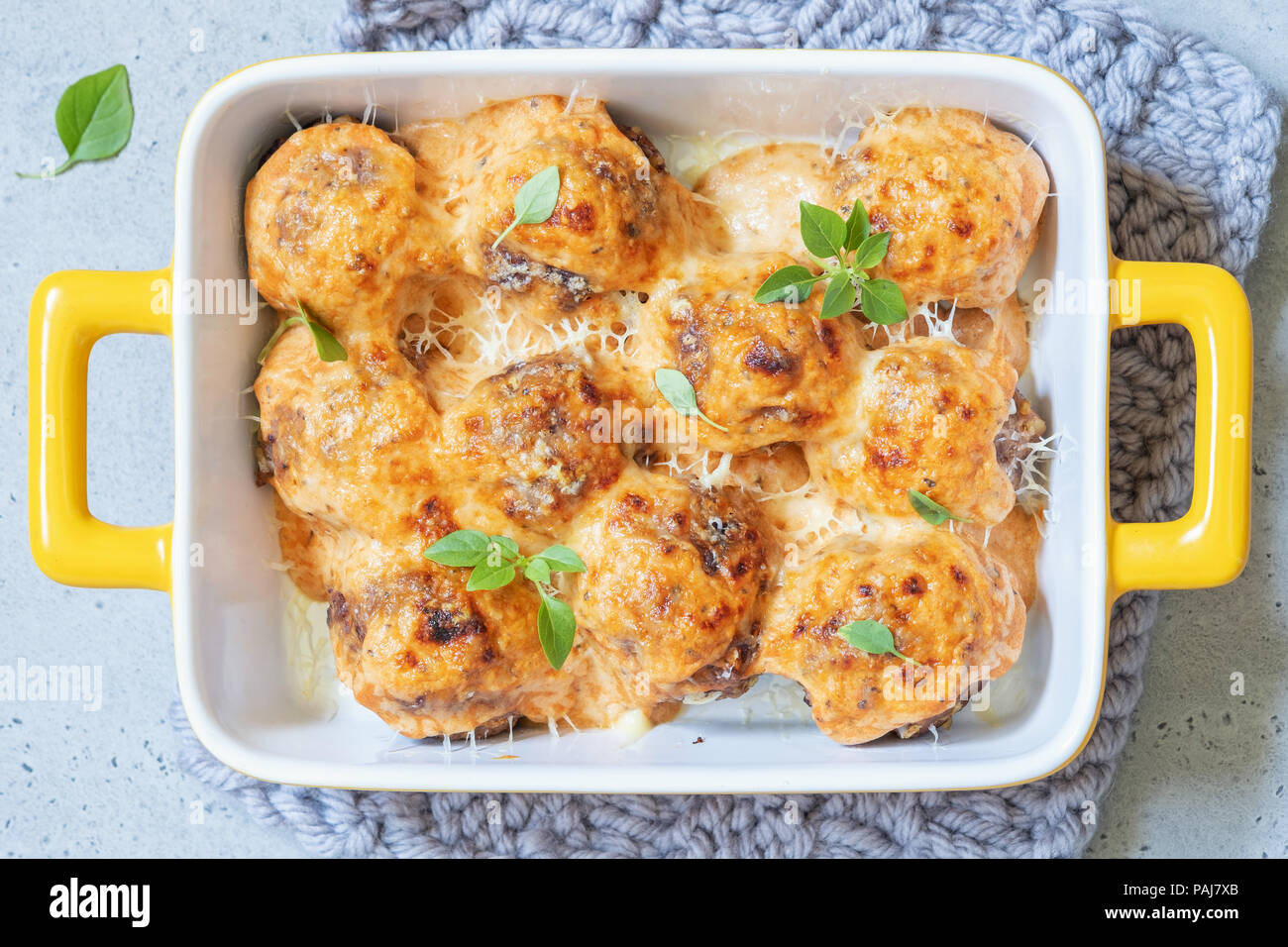 Meatballs in creamy tomato sauce Stock Photo Alamy