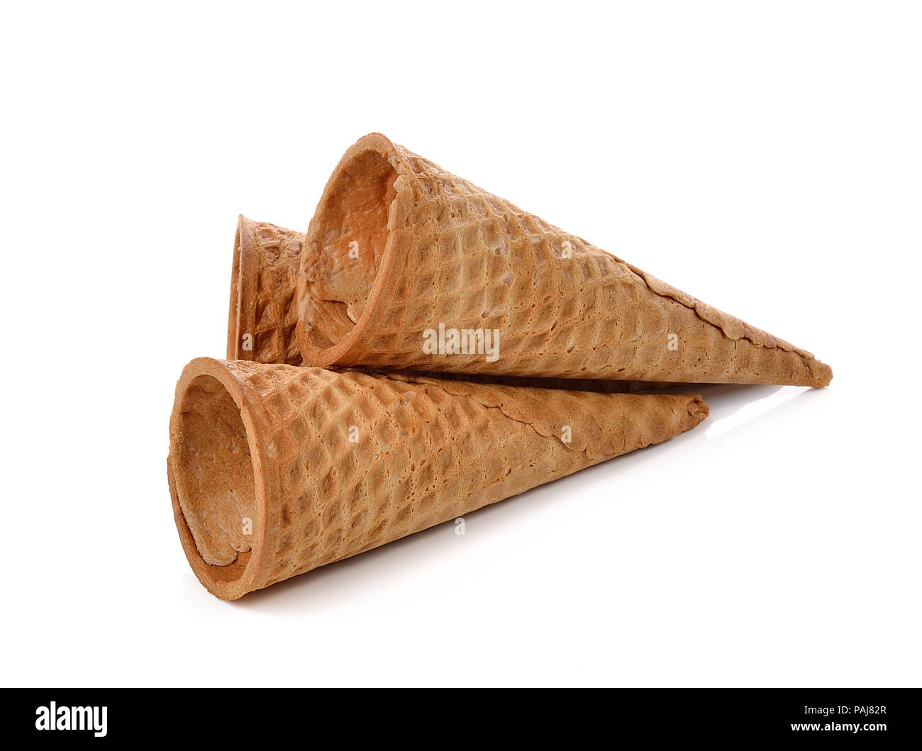 Ice cream cones on white background Stock Photo