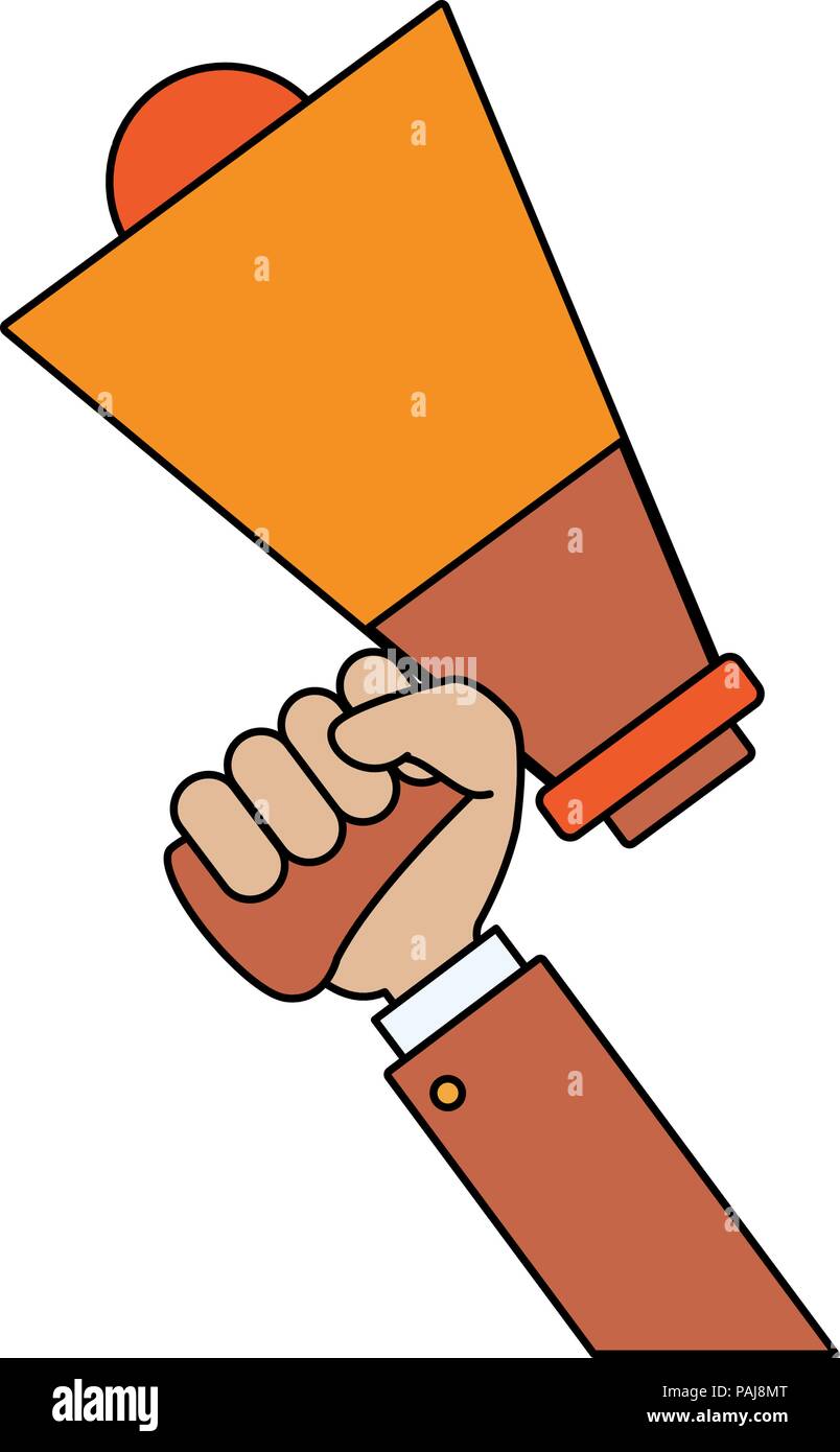 Hand holding bullhorn vector illustration graphic design Stock Vector