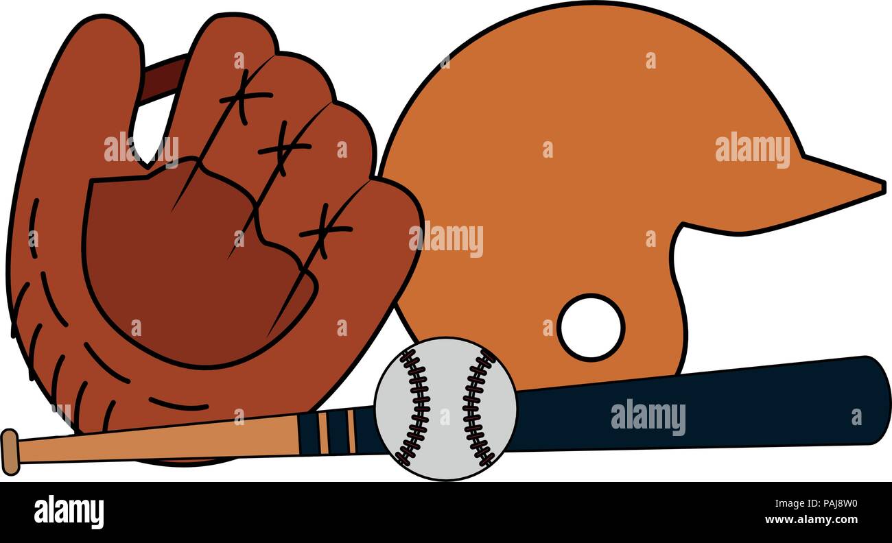 Baseball glove and helmet with bat vector illustration graphic design Stock Vector Image & Art