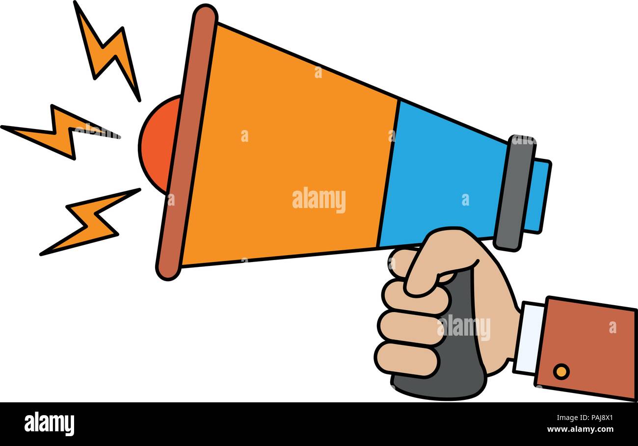 Hand holding bullhorn vector illustration graphic design Stock Vector