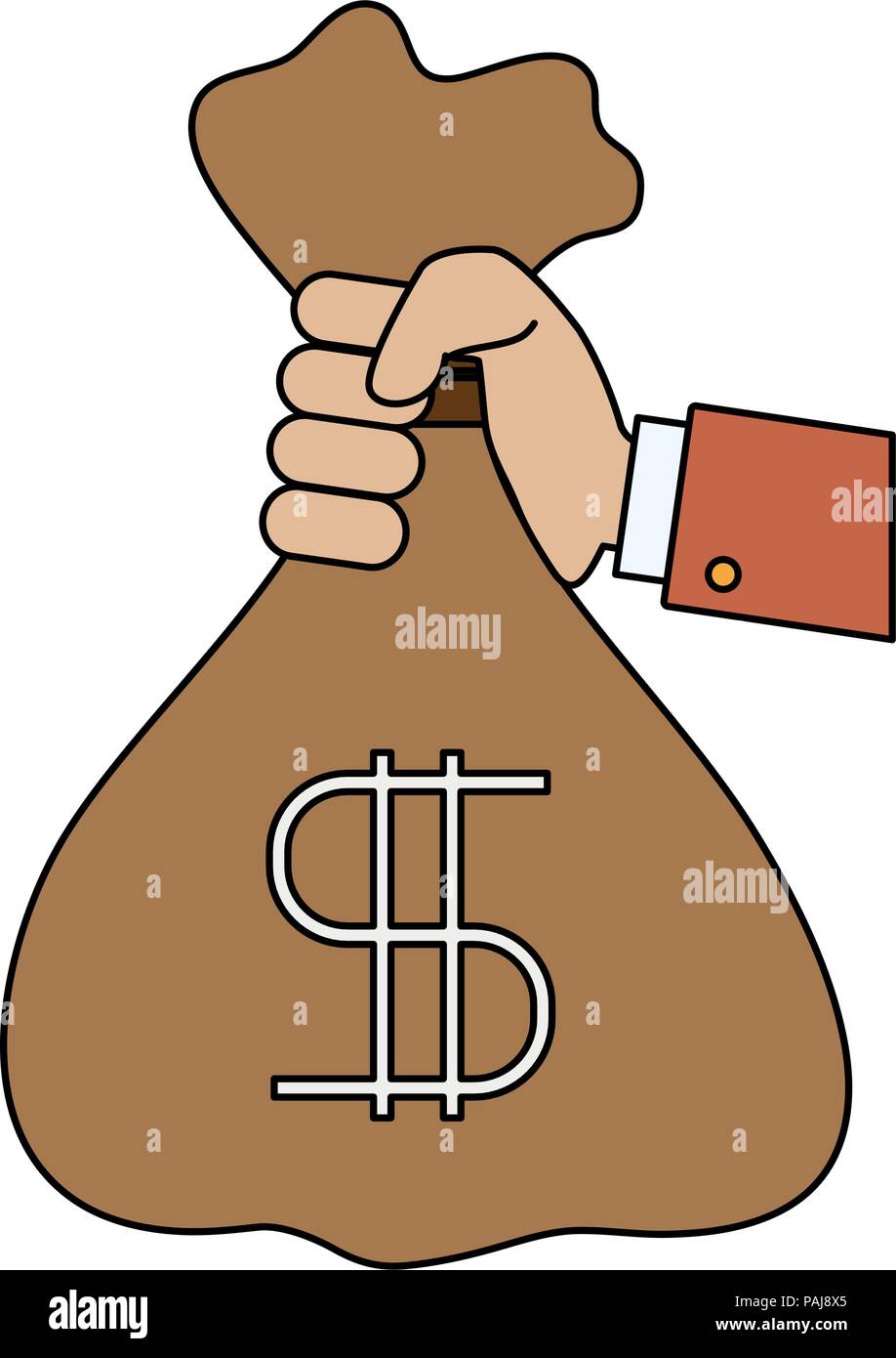 Hand with money bag vector illustration graphic design Stock Vector