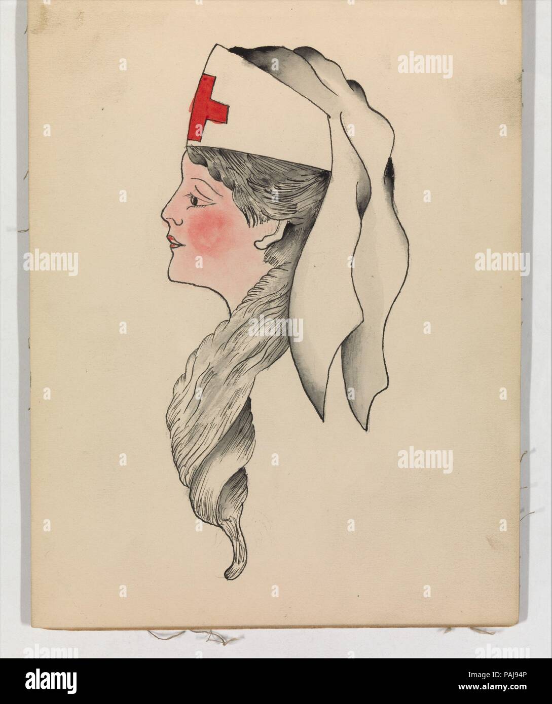 Tattoo Design of an Army Nurse. Artist: Clark & Sellers (American, active 20th century). Dimensions: Sheet: 8 1/4 × 6 1/16 in. (20.9 × 15.4 cm). Date: ca. 1900-1945. Museum: Metropolitan Museum of Art, New York, USA. Stock Photo