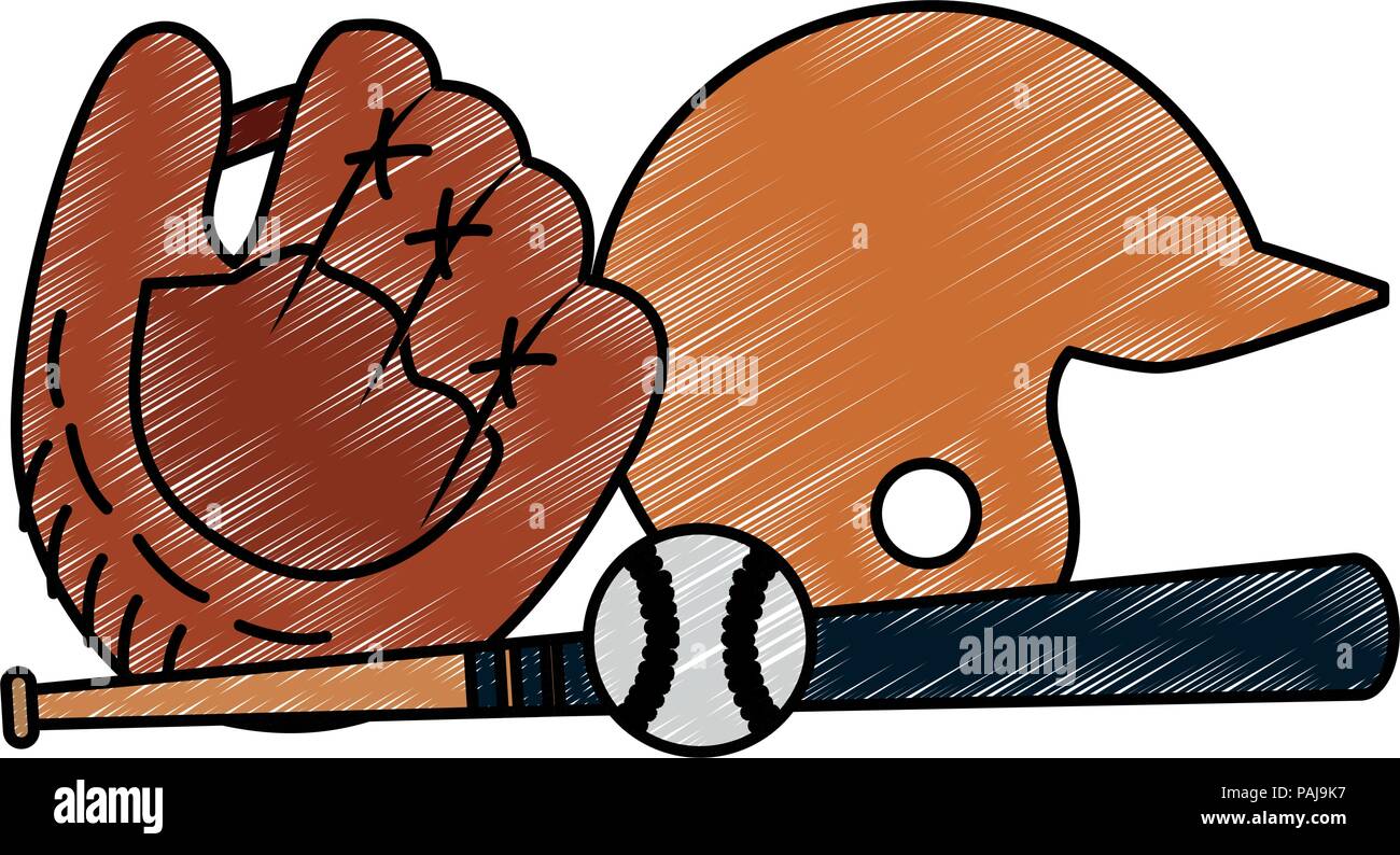 Baseball glove and helmet with bat vector illustration graphic design Stock Vector Image & Art
