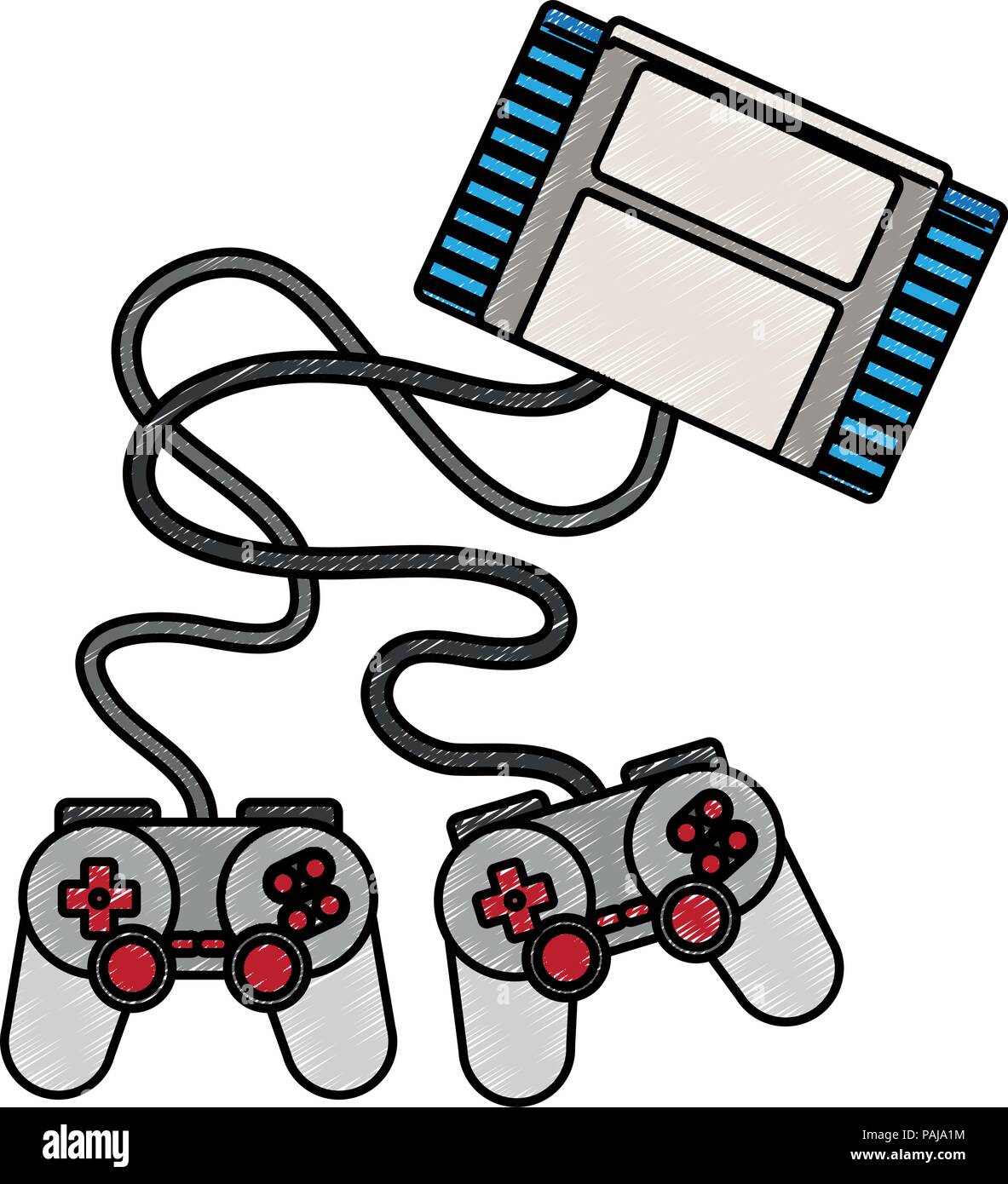 retro gamepad connected to cassette vector illustration graphic design ...