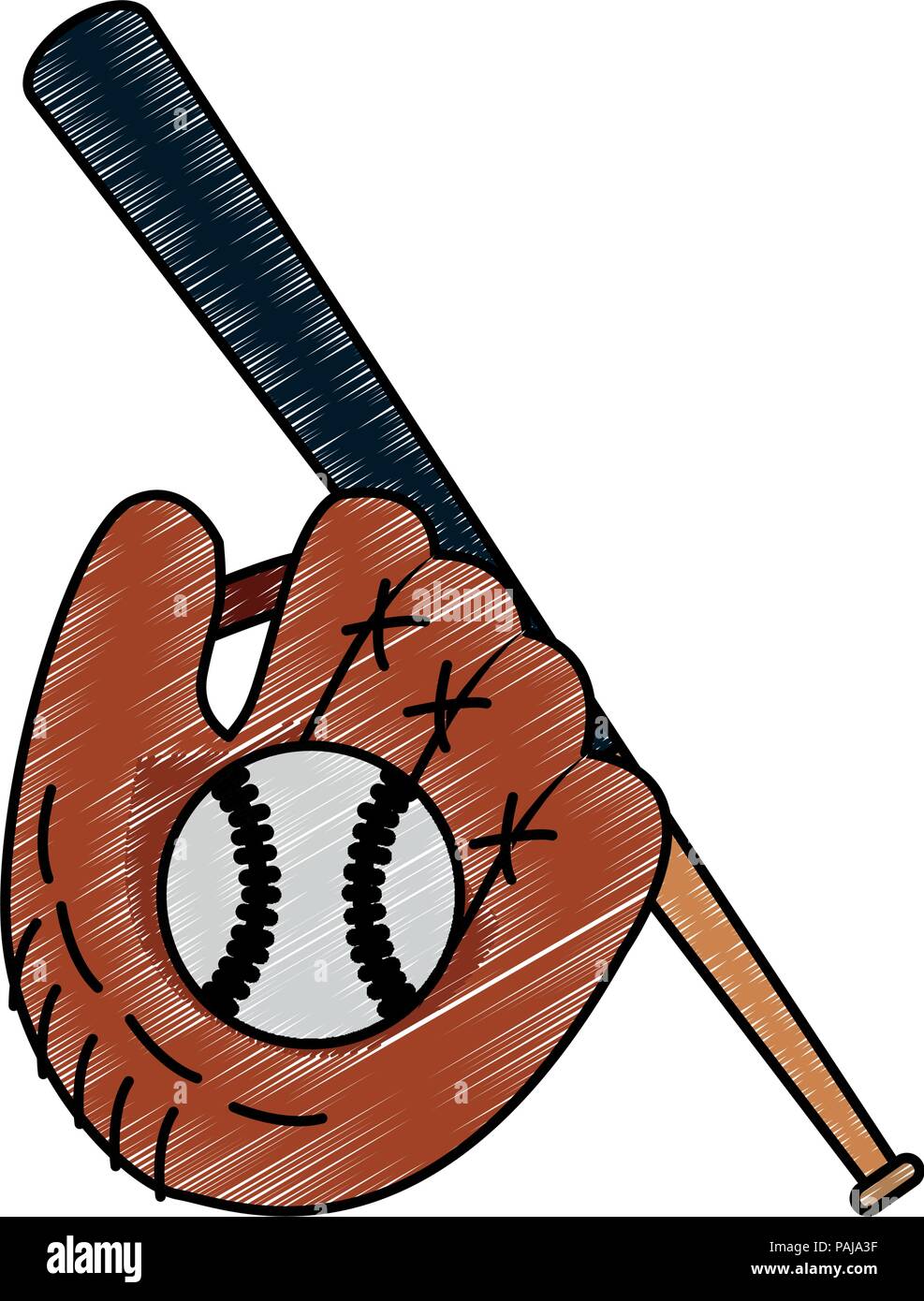 Baseball gloves with ball and bat vector illustration graphic design ...