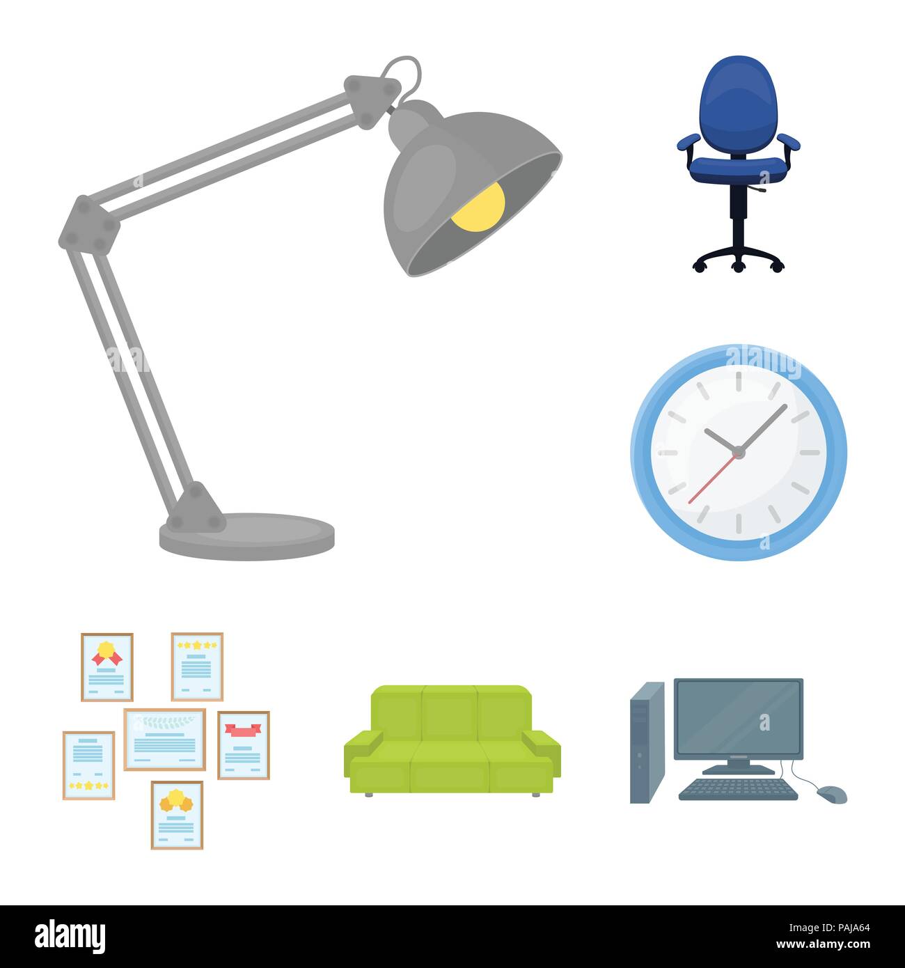 Interior of the workplace cartoon icons in set collection for design ...