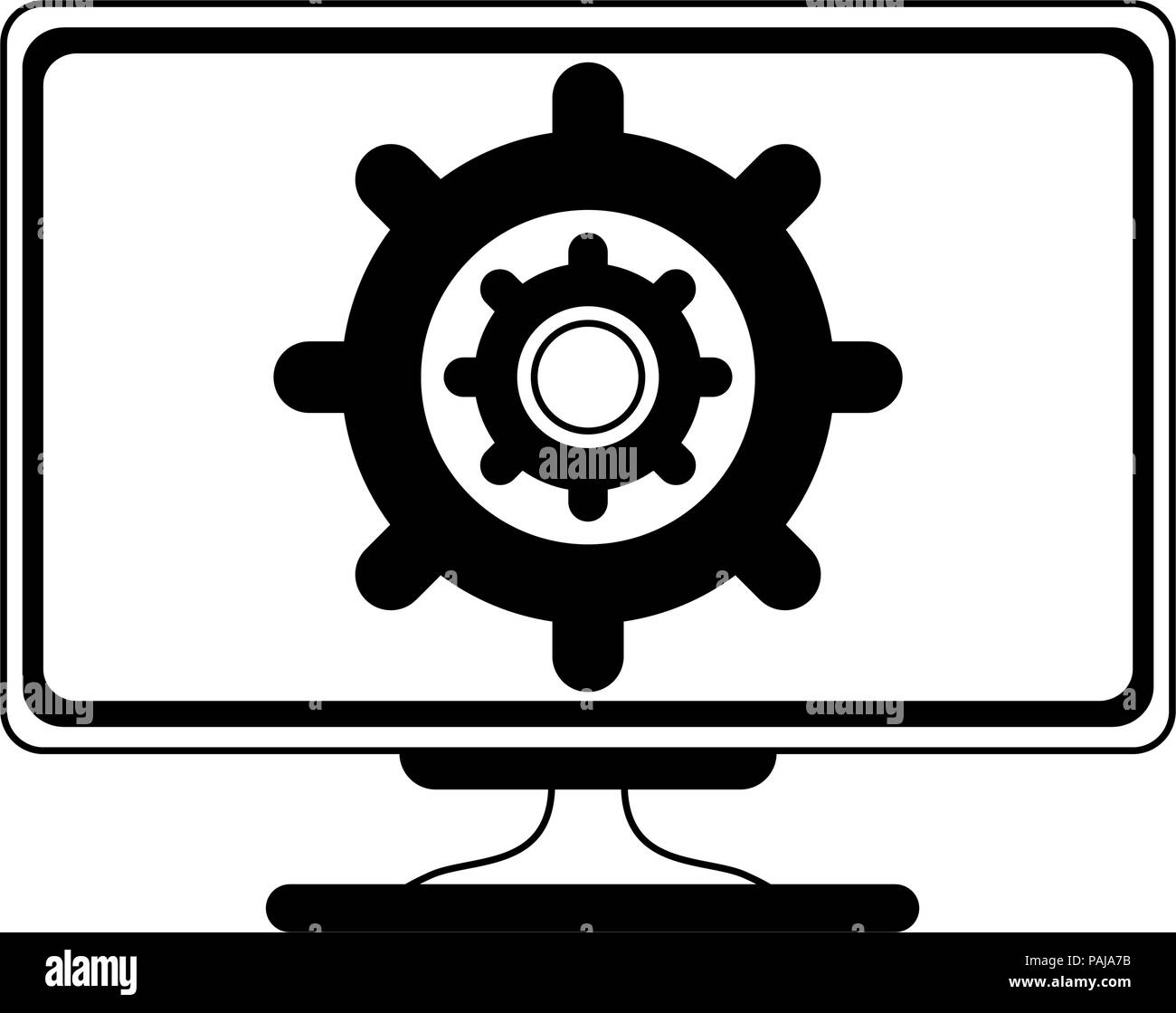 Gear on computer screen vector illustration graphic design Stock Vector ...