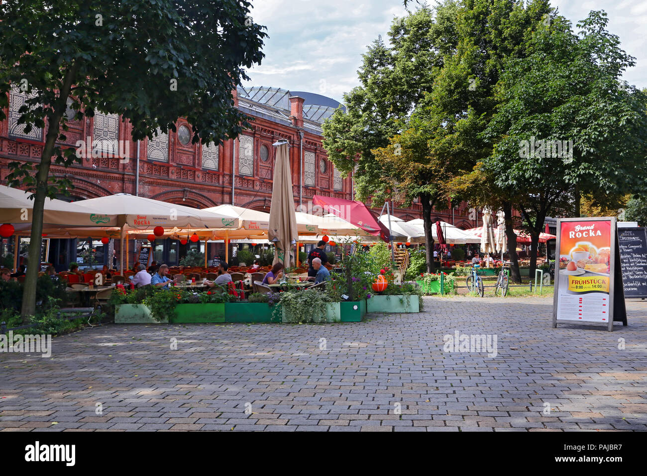 BERLIN, GERMANY - JULY 25: street view in Hackescher Market on July 25, 2015 in Berlin, Germany. Stock Photo