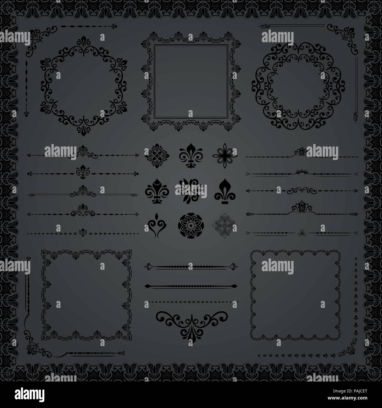 Vintage Set of Vector Horizontal, Square and Round Elements Stock ...