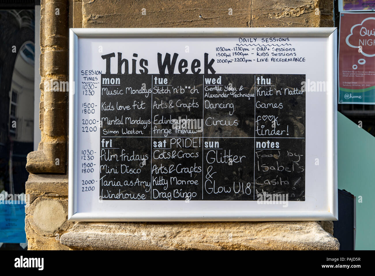 Timetable Of Events Stock Photo Alamy