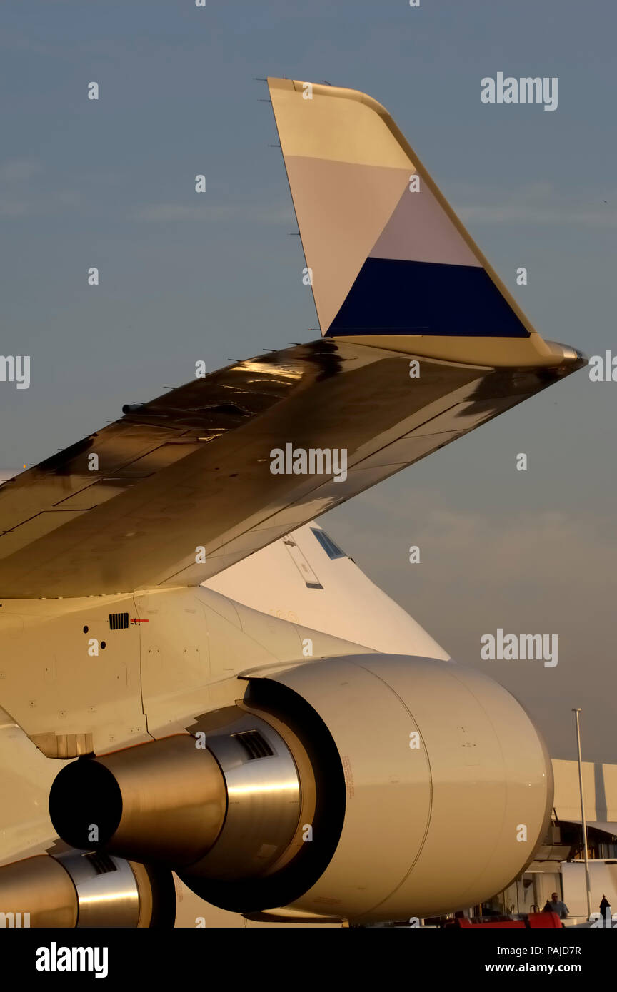 engine, engine-pylon, winglet and logo at the 2005 Paris AirShow, Salon-du-Bourget Stock Photo