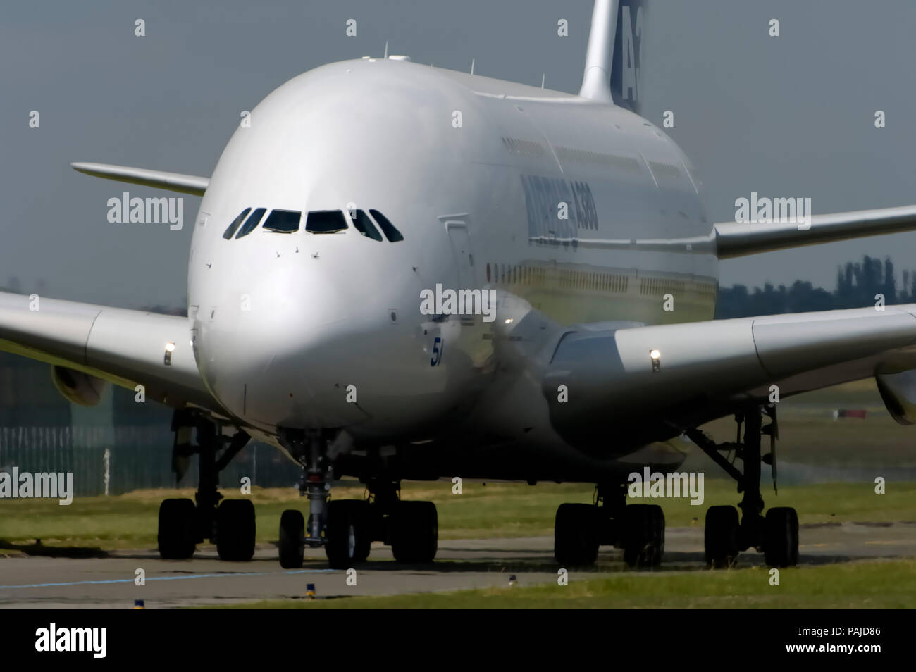 A380 taxiing at the 2005 Paris AirShow, Salon-du-Bourget Stock Photo