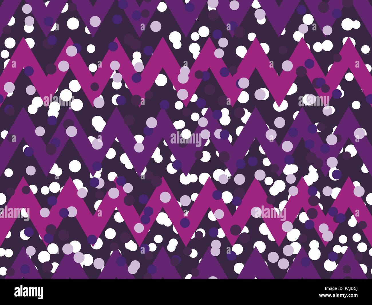Zigzags seamless pattern with dots. Synthwave retro background. Retrowave. Vector illustration Stock Vector
