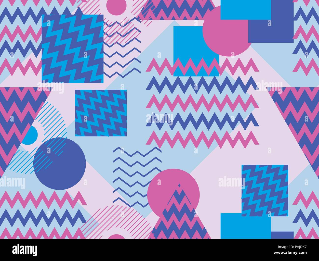 Memphis seamless pattern. Geometric elements memphis in the style of 80s. Synthwave retro background. Retrowave. Vector illustration Stock Vector