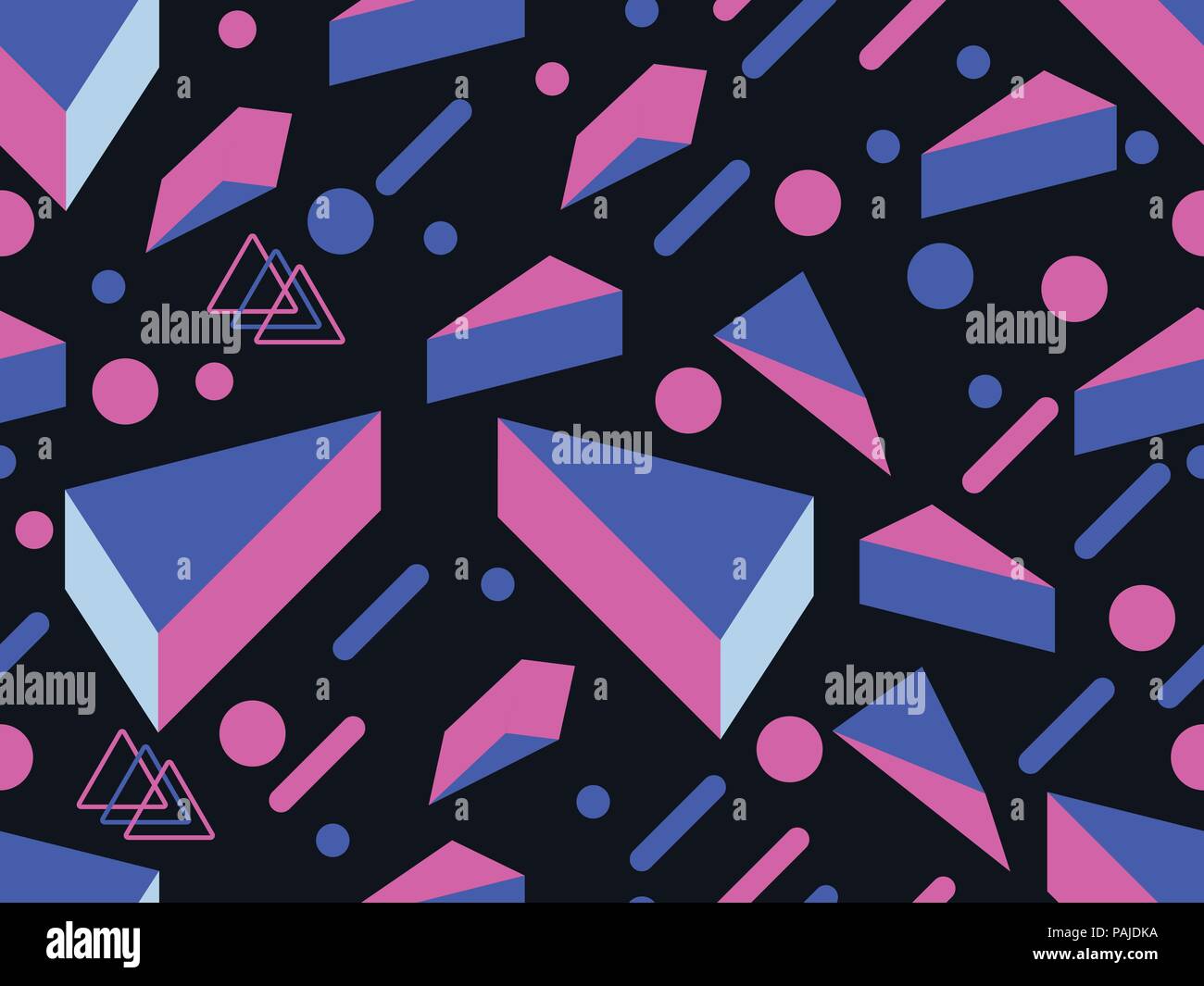 Retro futurism seamless pattern. Geometric elements memphis in the style of 80's. Synthwave retro background. Retrowave. Vector illustration Stock Vector