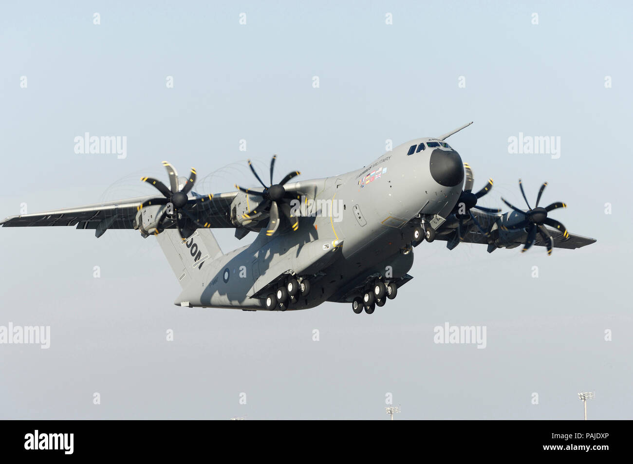 the first-flight take-off of the first Airbus A400M flight-test aircraft at Seville San Pablo 11th December 2009 Stock Photo