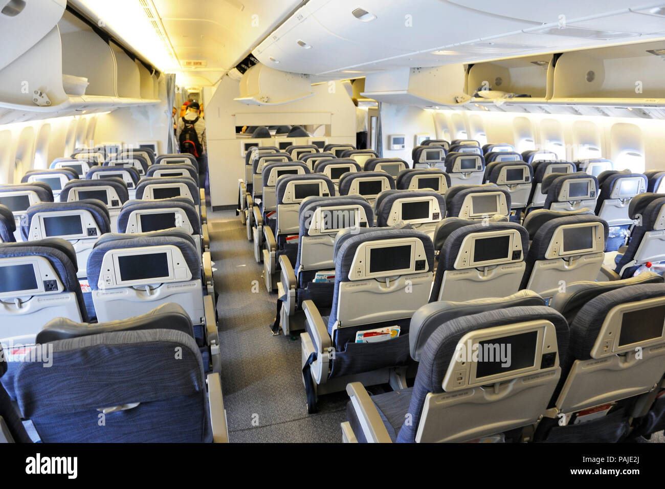 empty economy-class cabin seats on an Air Canada Boeing 777-300ER Stock  Photo - Alamy