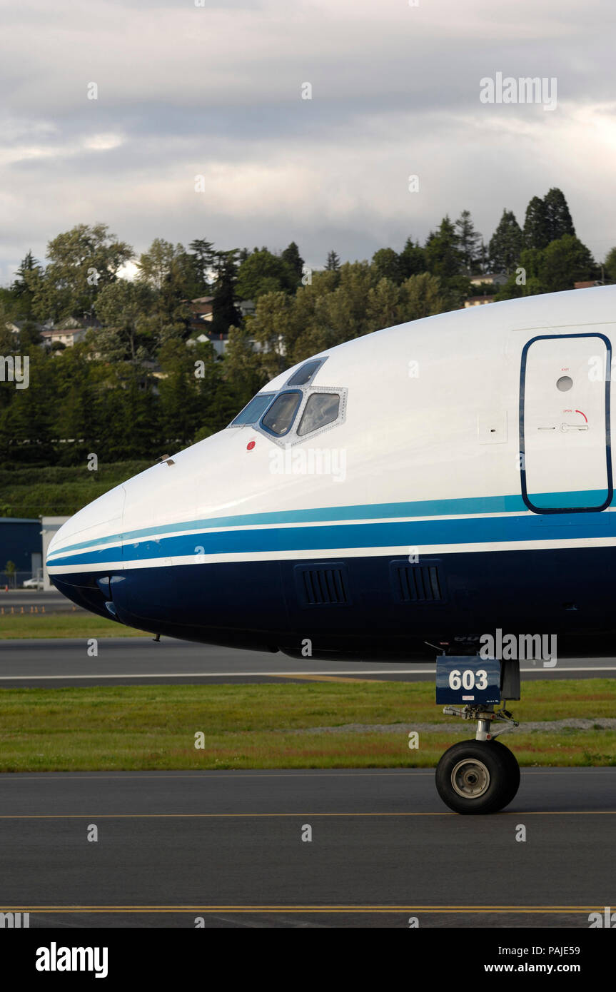 nose of ATI - Air Transport International McDonnell Douglas DC-8-73F taxiing Stock Photo