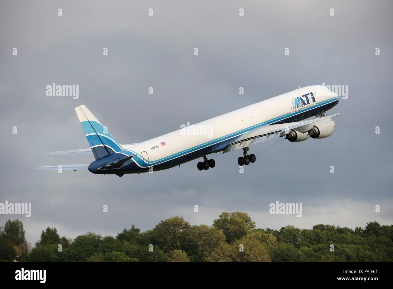 ATI - Air Transport International McDonnell Douglas DC-8-73F climbing out after take-off Stock Photo