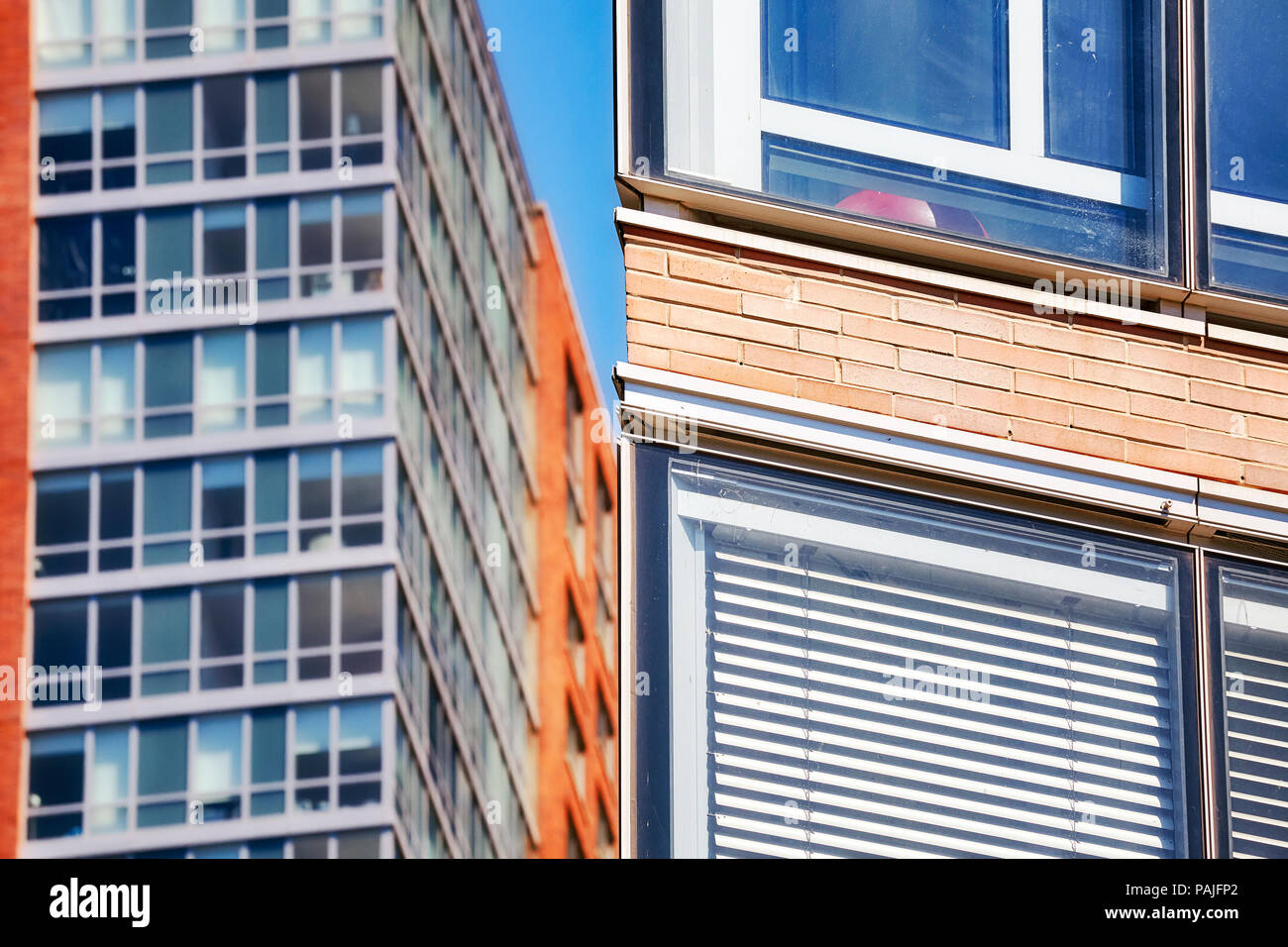 Close up picture of a modern building corner, architecture background. Stock Photo