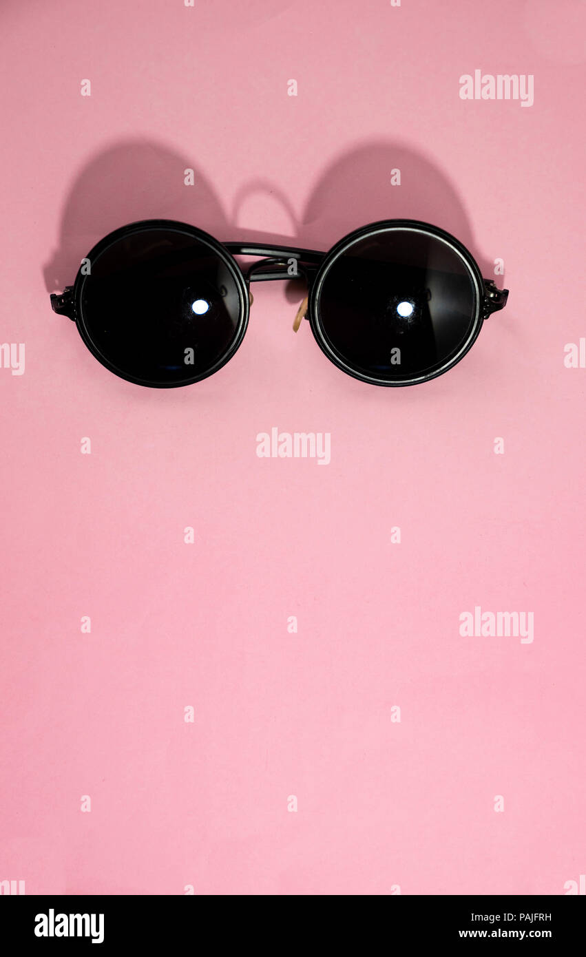 Top View Flat Lay Vintage Sunglasses On Pastel Pink Background Stock Photo Alamy