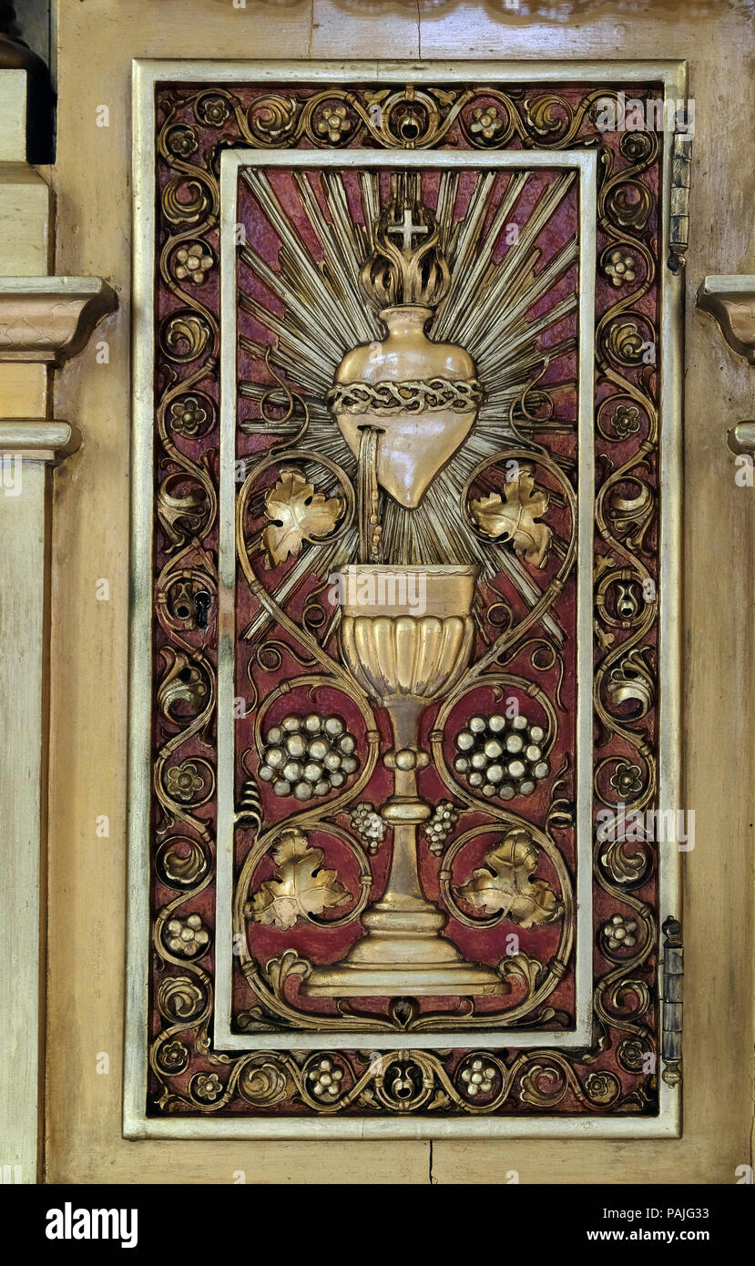 Door of Tabernacle on the main altar in the church of Saint Martin in Zagreb, Croatia Stock Photo
