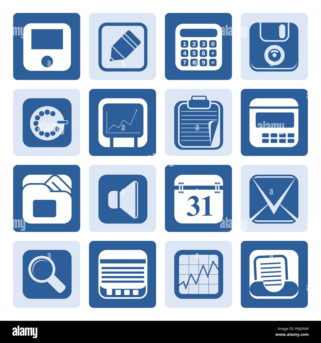 One tone Business, Office and Finance Icons - Vector Icon Set Stock Vector