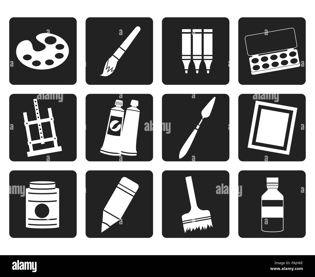 Black painter, drawing and painting icons - vector icon set Stock ...