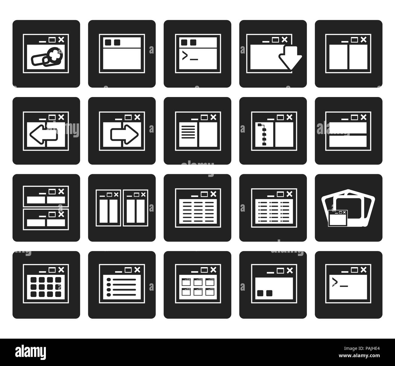 Black Application, Programming, Server and computer icons- vector Icon ...