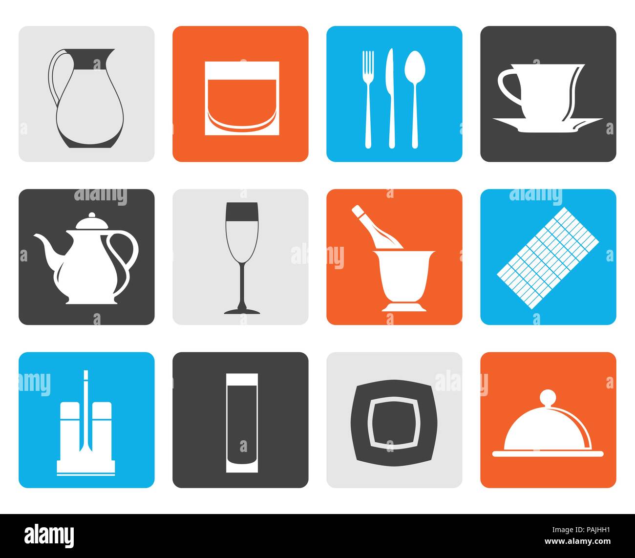 Flat restaurant, cafe, bar and night club icons - vector icon set Stock ...