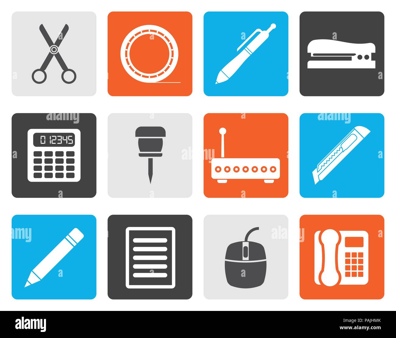 Flat Business and Office icons - vector icon set Stock Vector