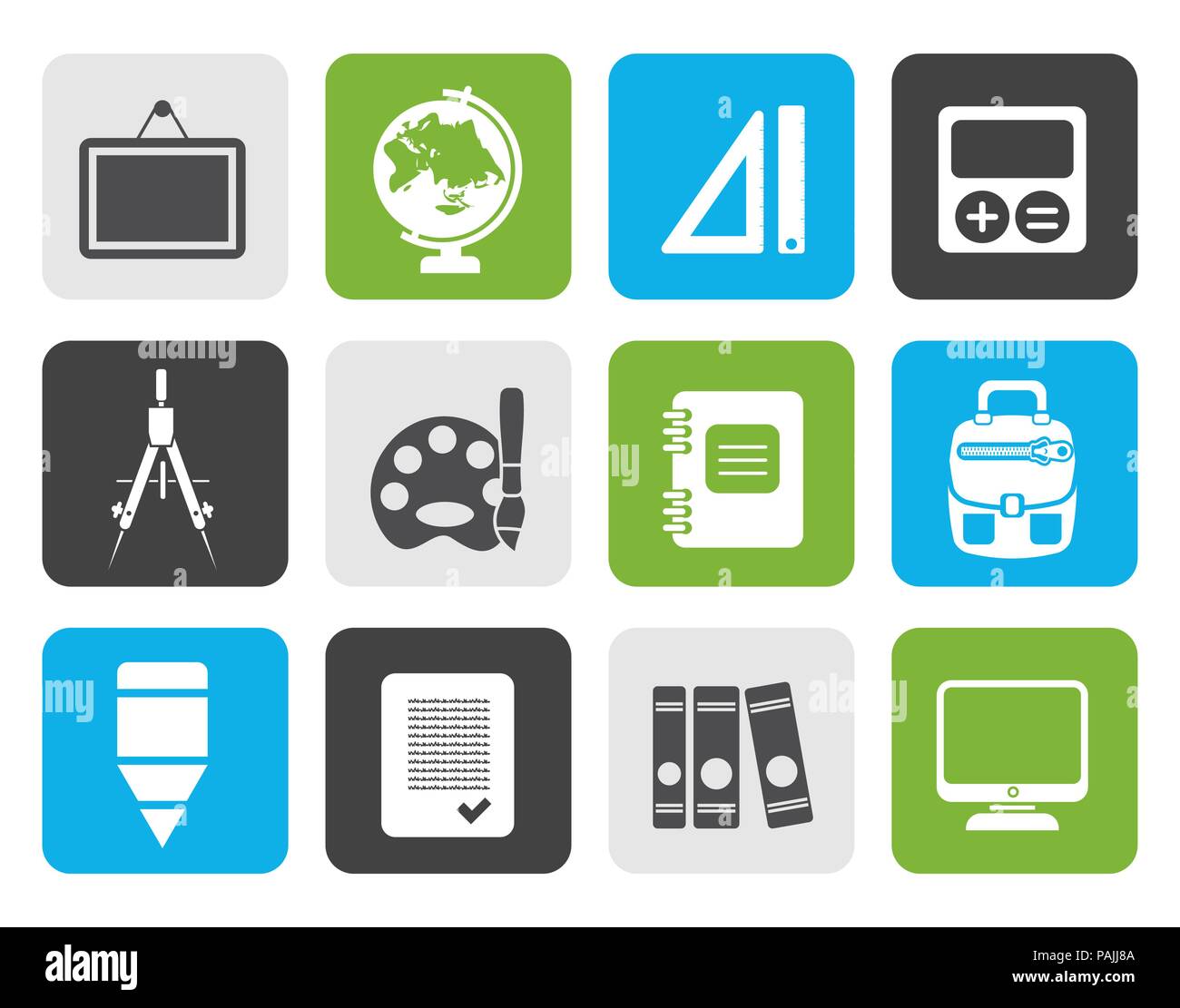 Flat School and education icons - vector icon set Stock Vector Image ...