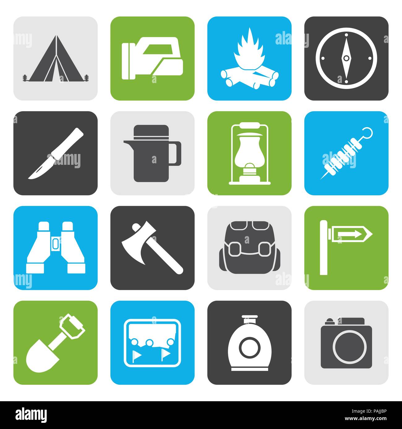 Flat tourism and hiking icons - vector icon set Stock Vector Image ...