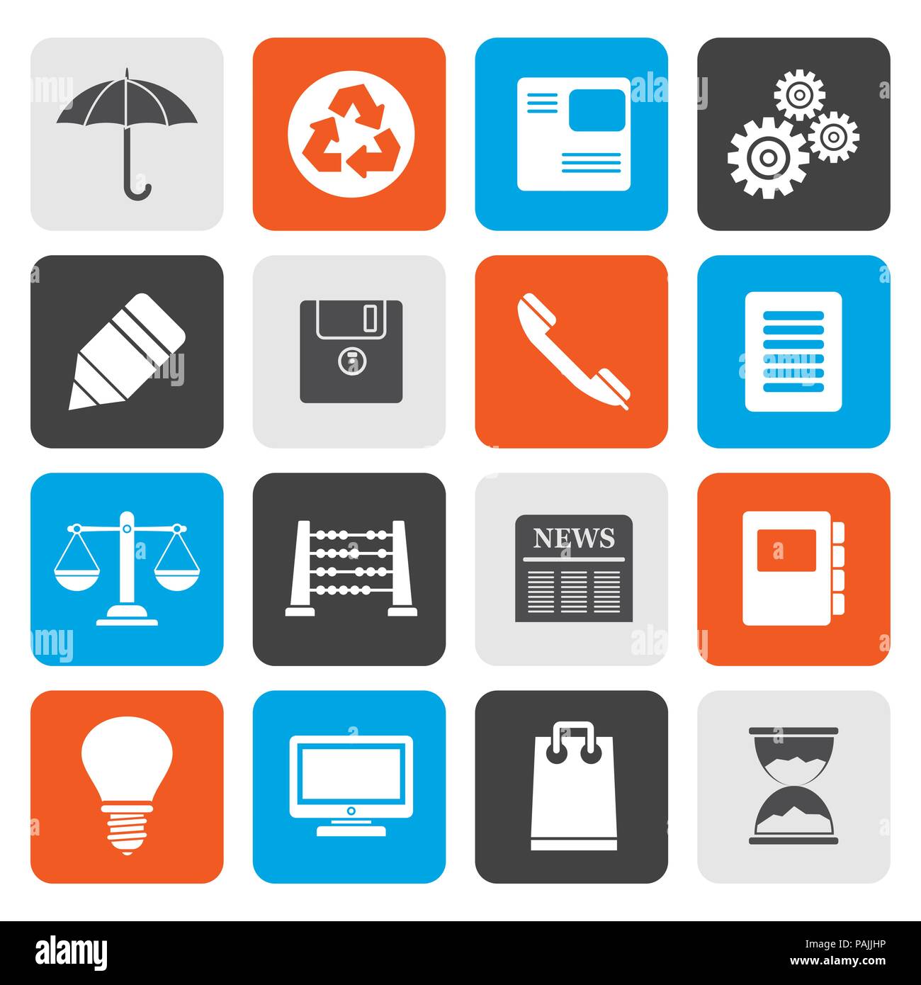 Flat Business and Office internet Icons - Vector icon Set Stock Vector ...