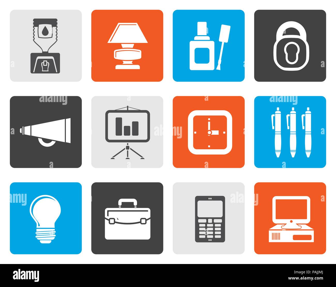 Flat Business and office icons - vector icon set Stock Vector