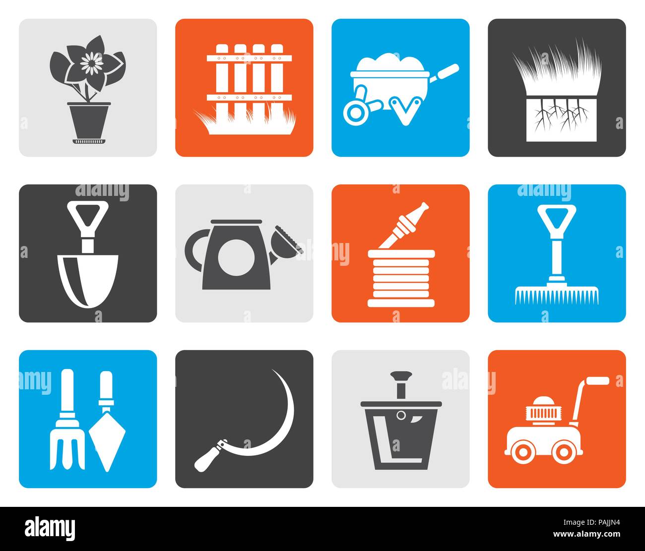 Flat Garden and gardening tools icons - vector icon set Stock Vector ...