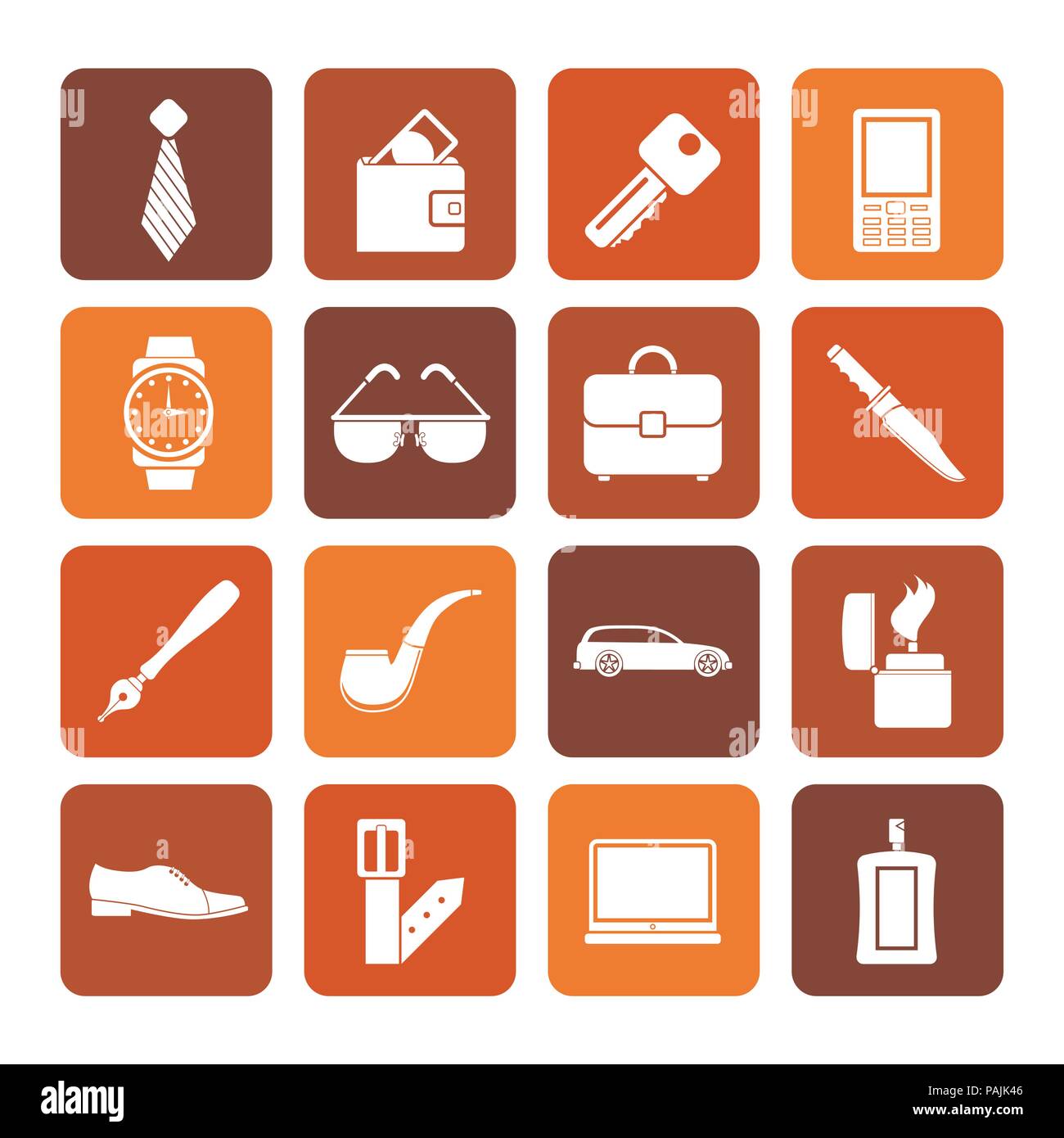 Flat man accessories icons and objects- vector illustration Stock Vector