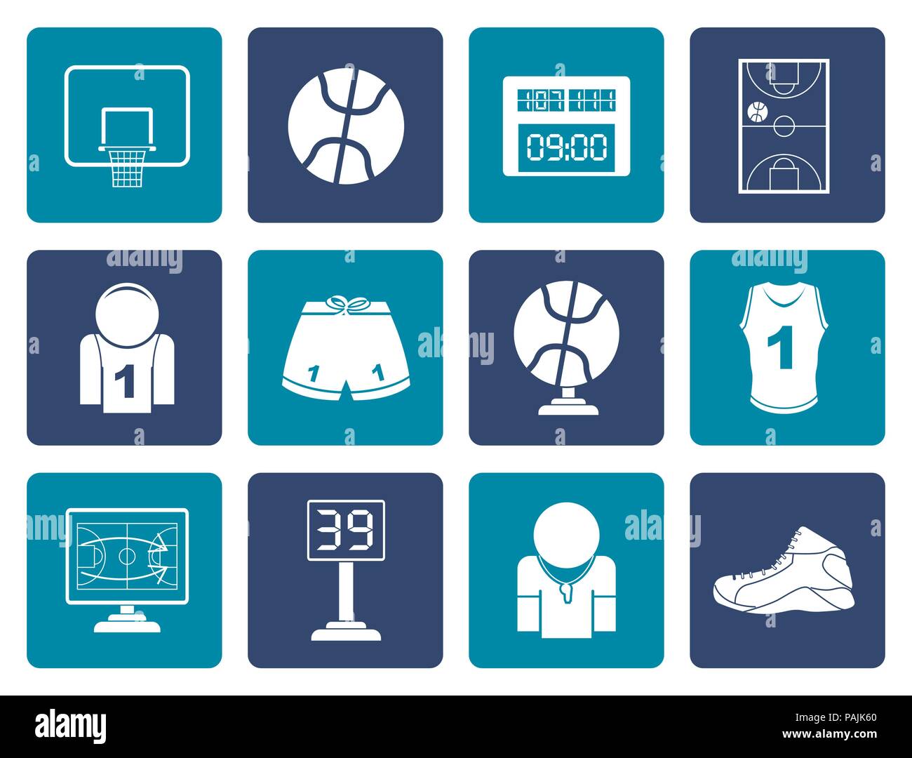 Flat Basketball and sport icons - vector Icon Set Stock Vector